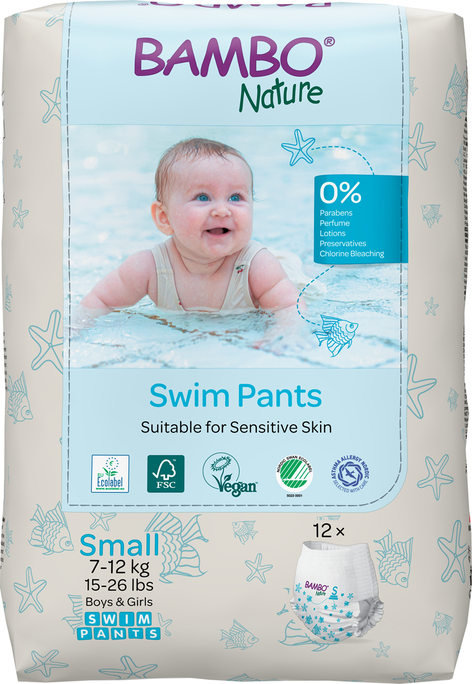 BAMBO NATURE Nature Swim Pants, S, 7-12 kg biksītes, 12 gab. - 2