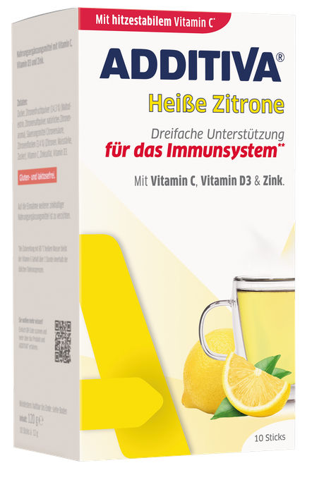ADDITIVA Citrons + C Vitamīns + Cinks + D3 vitamīns karstais dzēriens, 10 gab. - 1