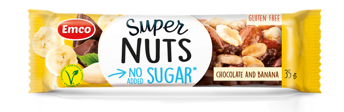 EMCO Super Nuts Chocolate & Banana batonėlis, 35 g - 1