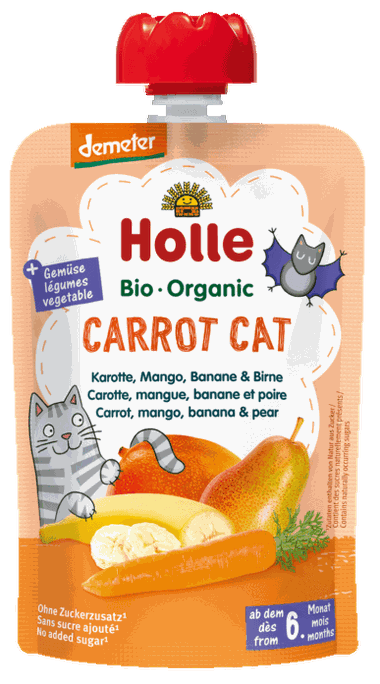 HOLLE Burkāns, mango, banāns un bumbieris biezenis, 100 g - 1