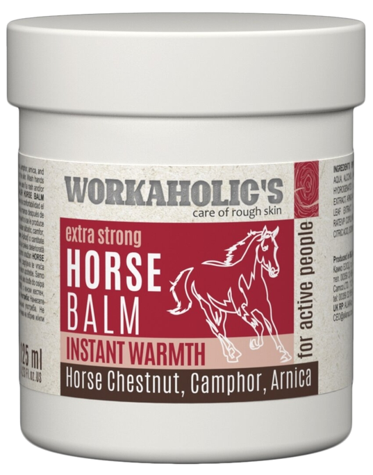 WORKAHOLICS Horse Balm su kaštonų ir arnikos ekstraktais, šildantis kūno balzamas, 125 ml - 1