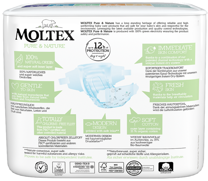 MOLTEX Eco Pure & Nature 1 (2-4 kg) autiņbiksītes, 22 gab. - 2