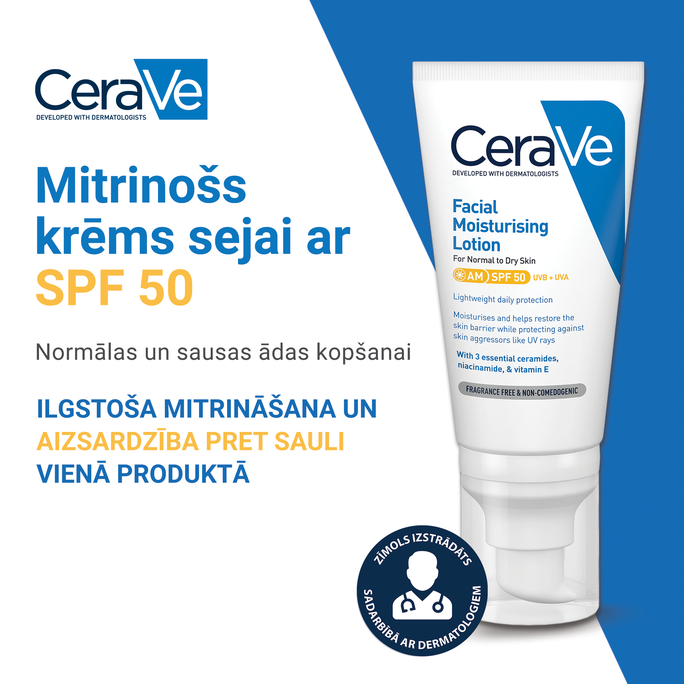 CERAVE Moisturising SPF 50 sejas krēms, 52 ml - 3