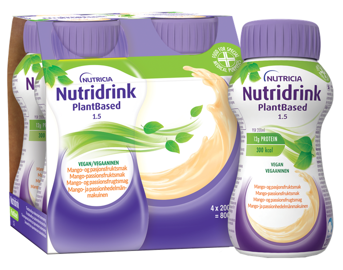 NUTRICIA Nutridrink PlantBased 1,5 kcal/ml ar mango un pasifloras augļu garšu 200 ml, 4 gab. - 1