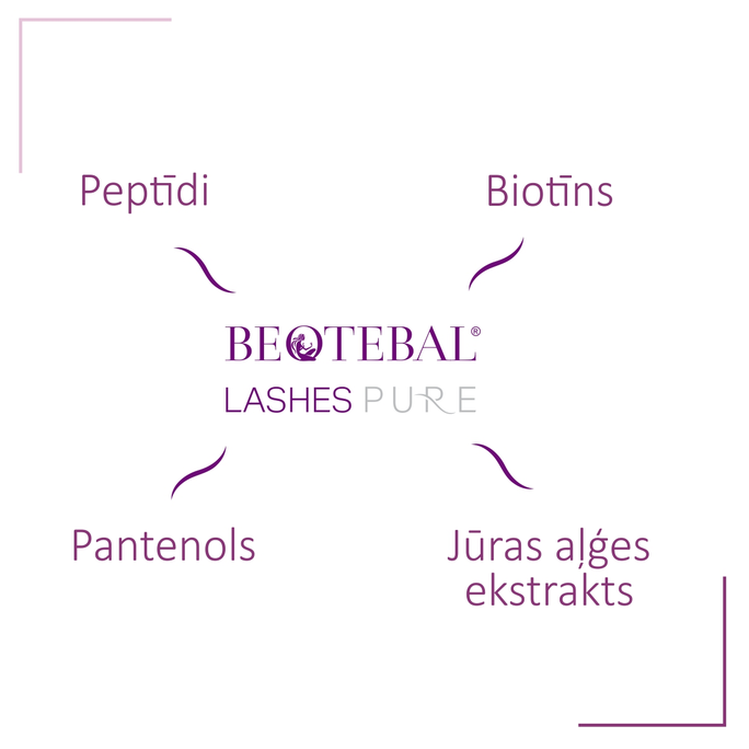 BEOTEBAL Lashes Pure Ar Peptīdiem skropstu un uzacu serums, 3 ml - 5