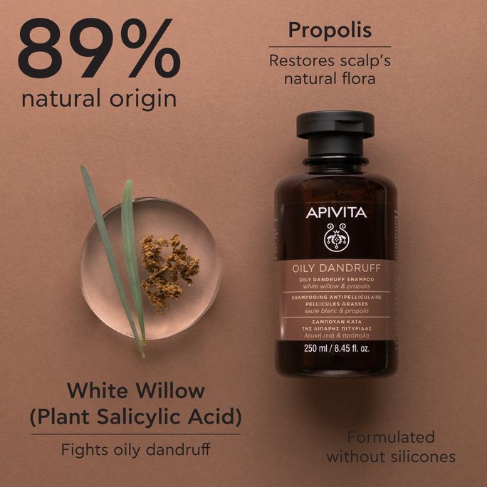 APIVITA Oily Dandruff, White Willow & Propolis šampūns, 250 ml - 3