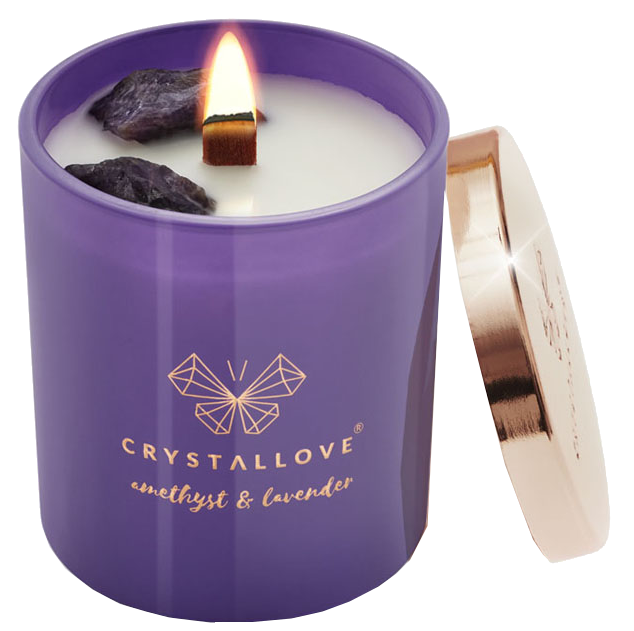 CRYSTALLOVE Amethyst & lavender soy aromātiskā svece, 1 gab. - 1