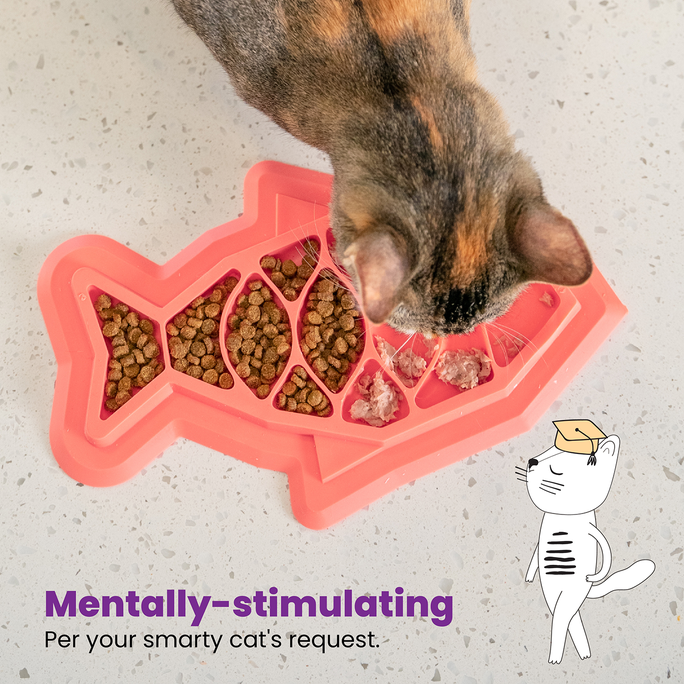 CATSTAGES Fishie Fun Feed Mat, Rozā bļoda, 1 gab. - 4