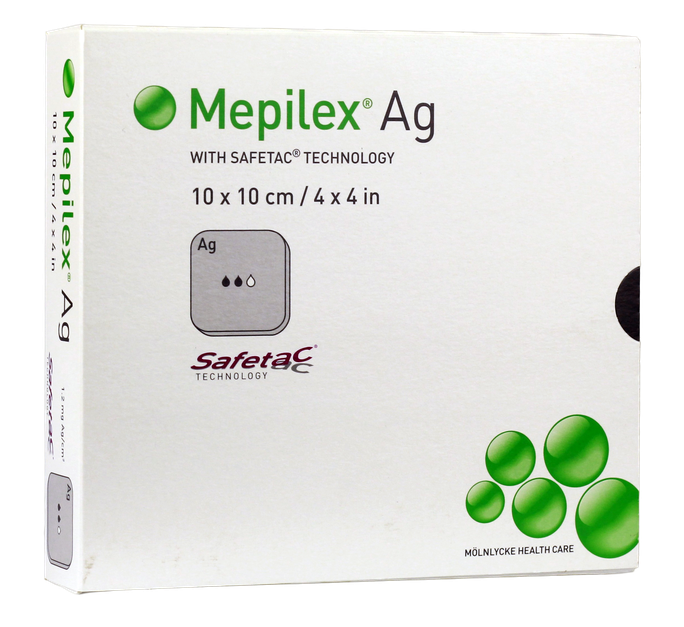 MEPILEX Ag 10x10 cm brūču pārsējs, 5 gab. - 1