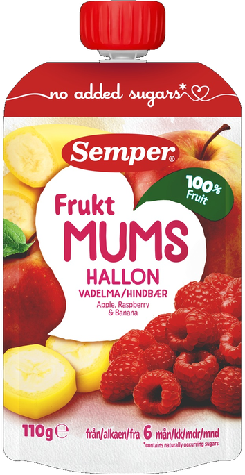 SEMPER Frukt Mums Ar Āboliem, Avenēm, Banāniem (No 6. Mēn.) biezenis, 110 g - 1