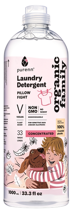 PURENN Bez Aromāta Pillow Fight šķidrais veļas mazgāšanas līdzeklis, 1000 ml - 1