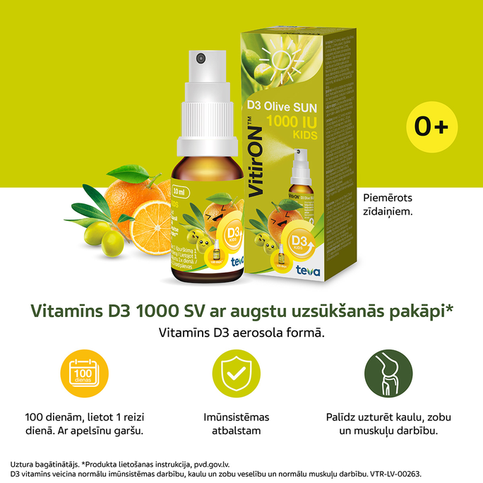 VITIRON D3 Olive Sun 1000 IU Kids sprejs, 10 ml - 2
