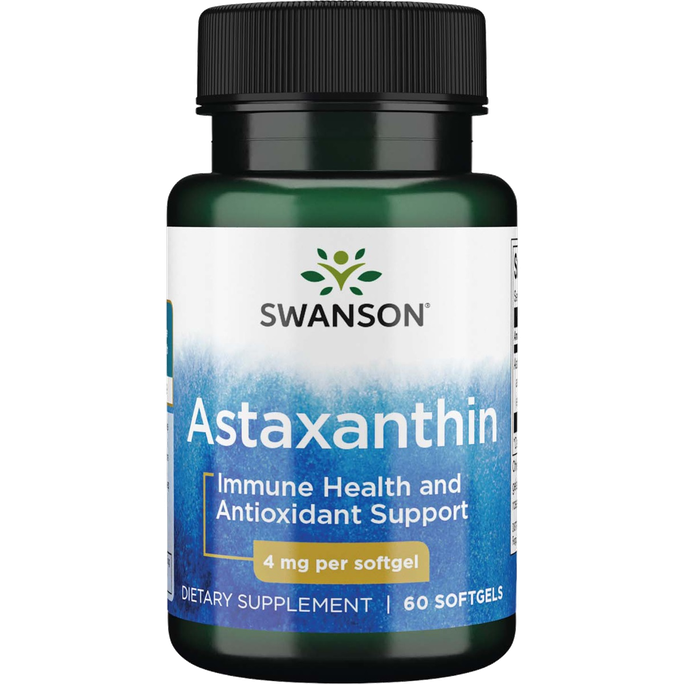 SWANSON Astaksantinas (Natūralus) 4 Mg, ląstelių apsaugai nuo oksidacinio streso, kapsulės, 60 vnt. - 1