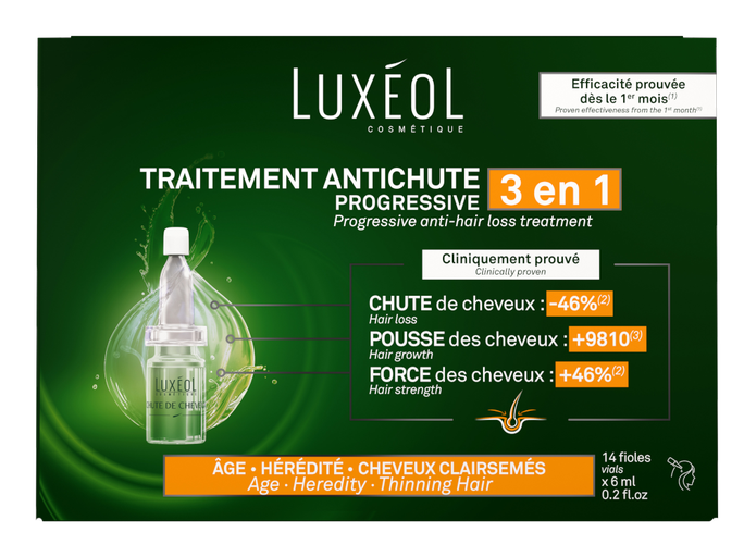 LUXEOL 3 in 1, Pret Progresējošu Matu Izkrišanu ampulas, 14 gab. - 1