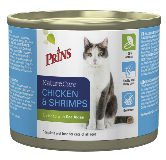 PRINS NatureCare Cat Chicken&Shrimps mitrā barība, 200 g - 1