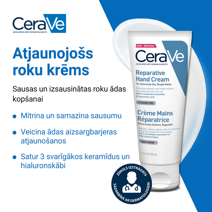 CERAVE Reparative With Ceramides roku krēms, 100 ml - 3