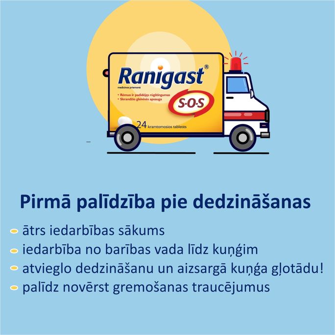 RANIGAST   SOS košļājamās tabletes, 12 gab. - 5