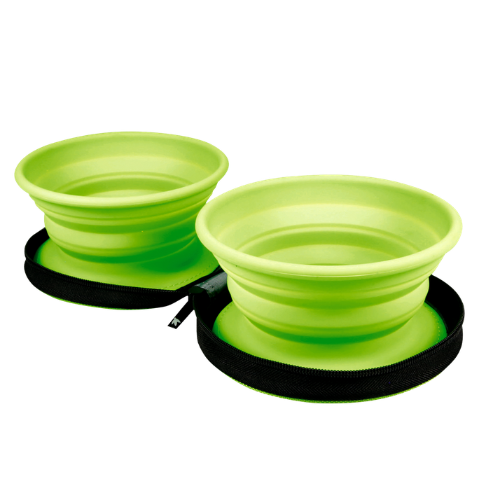 KIWI WALKER Double Bowl, Zaļa, Ceļojumu bļoda, 1 gab. - 1