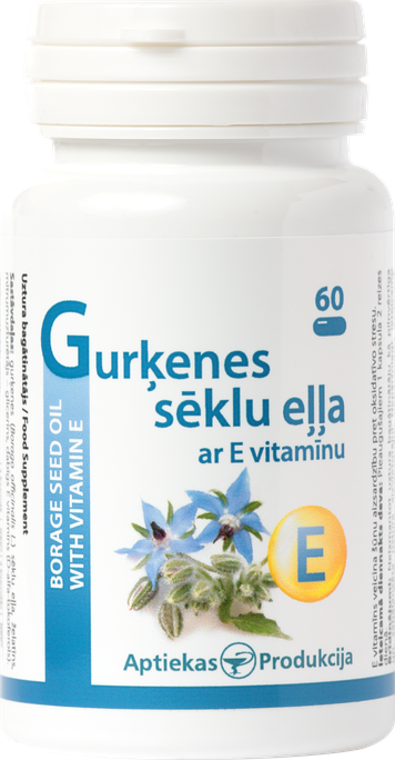 APTIEKAS PRODUKCIJA Gurķenes Sēklu Eļļa Ar E Vitamīnu kapsulas, 60 gab. - 1