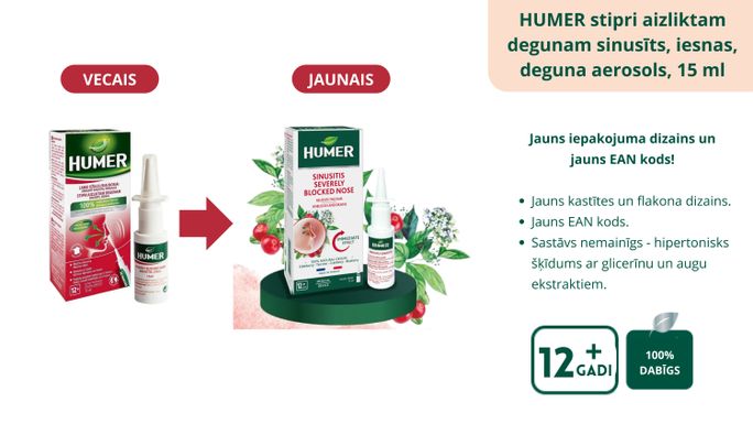 HUMER Sinusīts Stipri Aizliktam Degunam aerosols, 15 ml - 4
