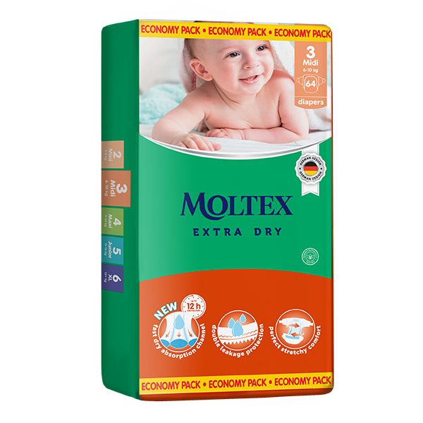 MOLTEX Extra Dry Midi autiņbiksītes, 64 gab. - 1