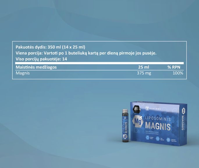 SAPIENS Liposomal Magnesium ampulės, 25 ml - 3
