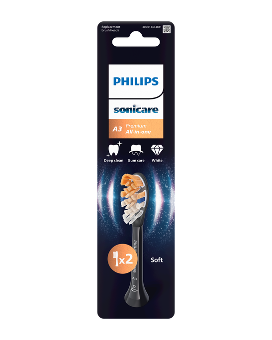 PHILIPS Sonicare Premium All-in-One (melni) elektriskās zobu birstes uzgaļi, 2 gab. - 1