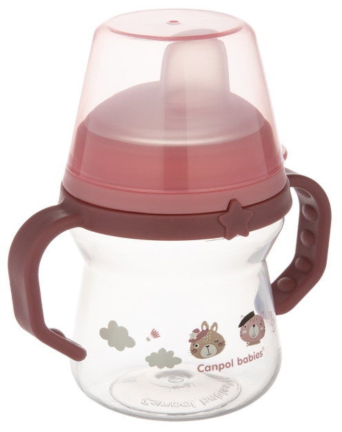 CANPOL BABIES FirstCup Bonjour Paris Pink krūzīte ar rokturiem, 150 ml - 1