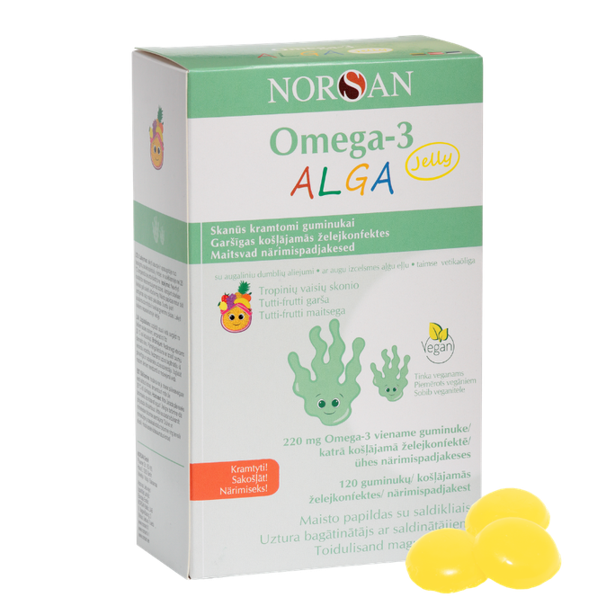 NORSAN Omega-3, citrinų skonio guminukai, 120 vnt. - 1