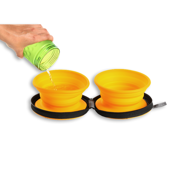 KIWI WALKER Double Bowl, Oranža, Ceļojumu bļoda, 1 gab. - 3