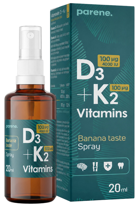 PARENE Vitamins D3 4000 IU+K2 100 µg purškalas, 20 ml - 1