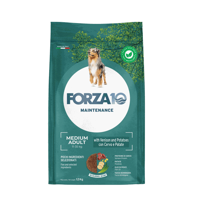 FORZA10 Maintenance Medium Adult Ar Briedi Un Kartupeļiem, Suņiem sausā barība, 12 kg - 1