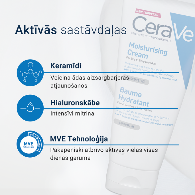 CERAVE For Body And Face With Ceramides Moisturising balzams, 177 g - 4
