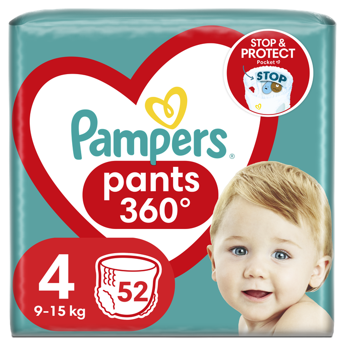 PAMPERS Pants-4 (9-15 kg) biksītes, 52 gab. - 1