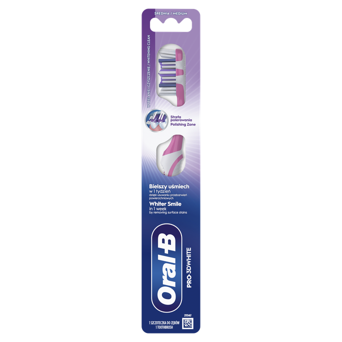 ORAL-B ORAL-B Pro-3DWhite, Whitening Clean, Medium zobu birste, 1 gab. - 1