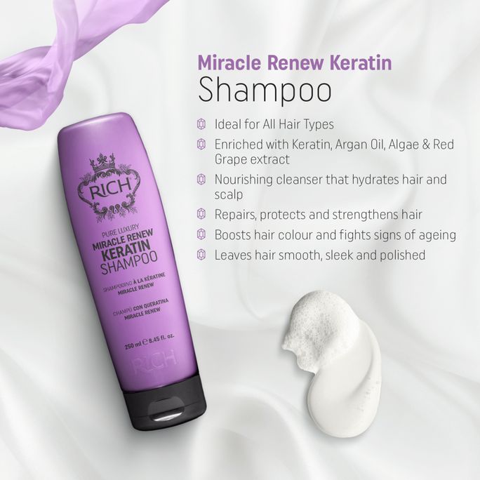 RICH Pure Luxury Miracle Renew Keratin šampūns, 250 ml - 2