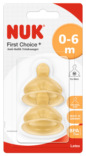 NUK First Choice+ M (0-6 m) Lateksa knupis, 2 gab. - 1