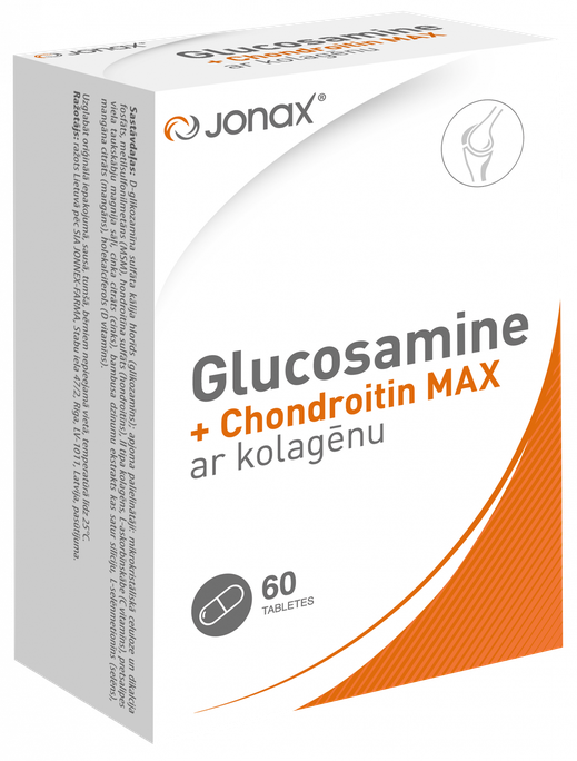 JONAX Glucosamine + Chondroitin MAX ar Kolagēnu tabletes, 60 gab. - 1
