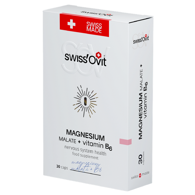 SWISS OVIT Magnesium Malate 150 mg + Vit. B6 kapsulas, 30 gab. - 3