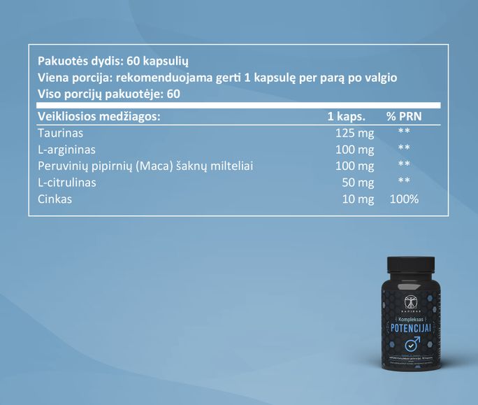 SAPIENS Kompleksas Potencijai kapsulės, 60 vnt. - 3