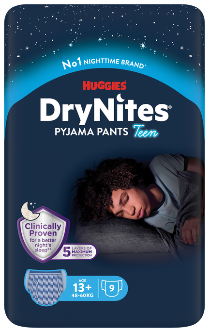 HUGGIES DryNites Teen boy 13+, 49-60kg biksītes, 9 gab. - 1