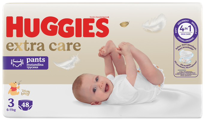 HUGGIES Extra Care Pants S3, 6-11kg biksītes, 48 gab. - 1