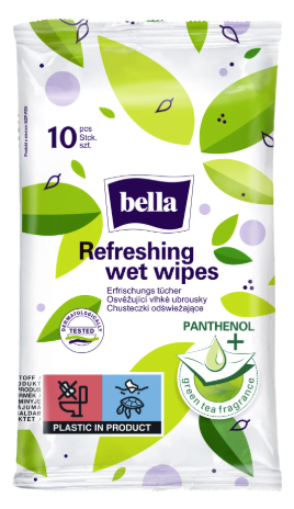 BELLA Refreshing With Panthenol mitrās salvetes, 10 gab. - 1