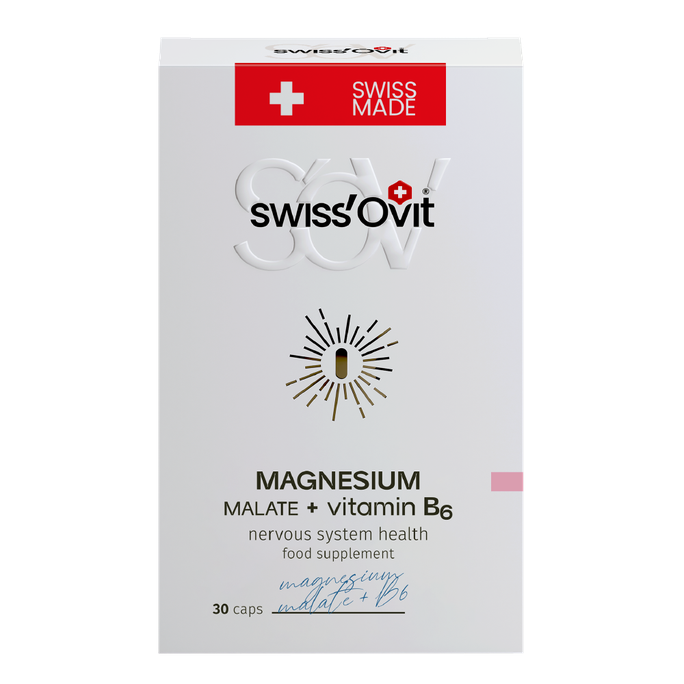 SWISS OVIT Magnesium Malate 150 mg + Vit. B6 kapsulas, 30 gab. - 1