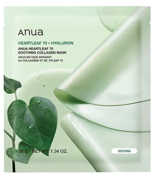 ANUA Heartleaf 70 Soothing Collagen sejas maska, 38 g - 1
