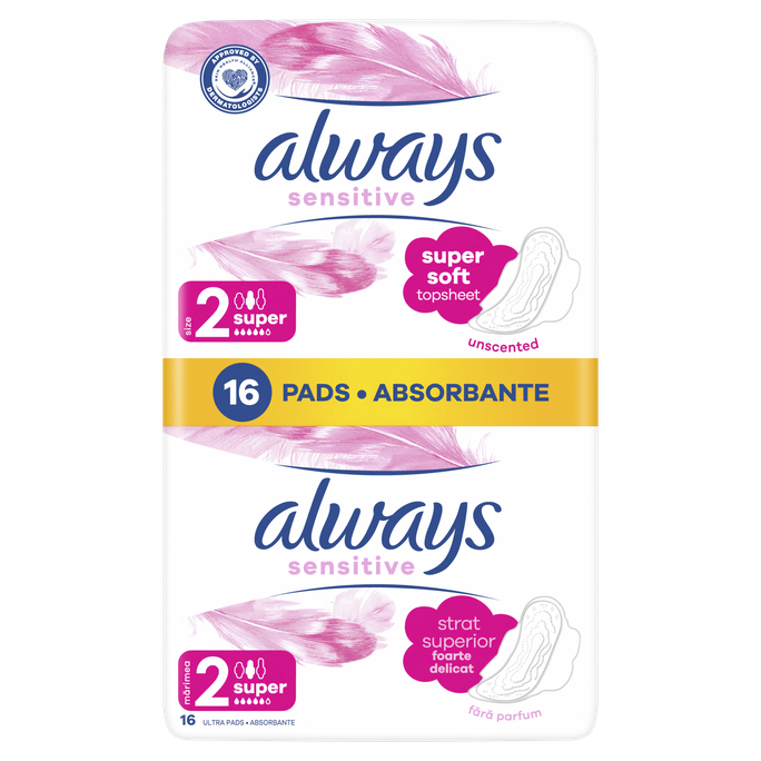 ALWAYS Sensitive Super Plus, S2 higiēniskās paketes, 16 gab. - 1