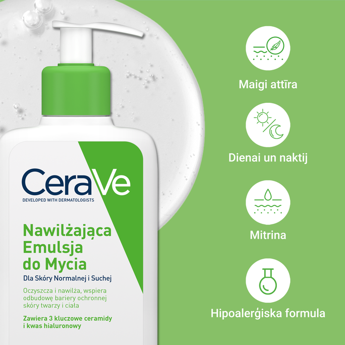 CERAVE For Face And Body Hydrating With Ceramides attīrošs krēms, 236 ml - 3