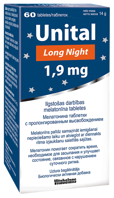 VITABALANS Unital Long Night 1,9 mg tabletes, 60 gab. - 1