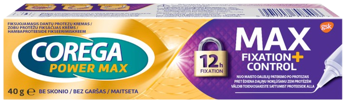 COREGA Max Fixation + Control fiksācijas krēms zobu protēzēm, 40 g - 1