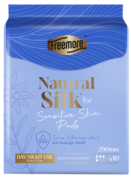 FREEMORE Natural Silk Night Use higiēniskās paketes, 10 gab. - 1